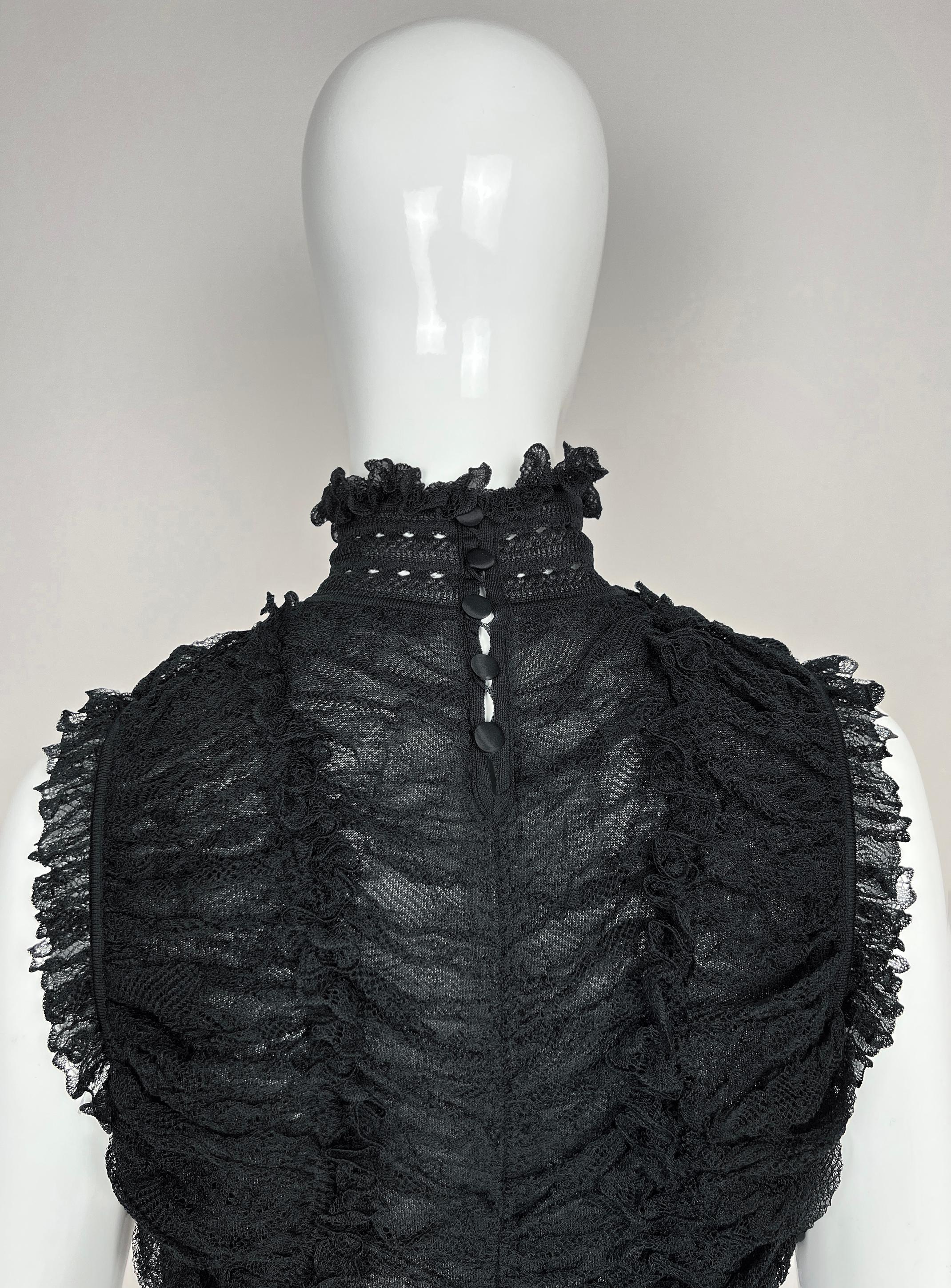Women's FW 2015 Alexander McQueen Ruffled silk-blend lace Victorian style dress For Sale