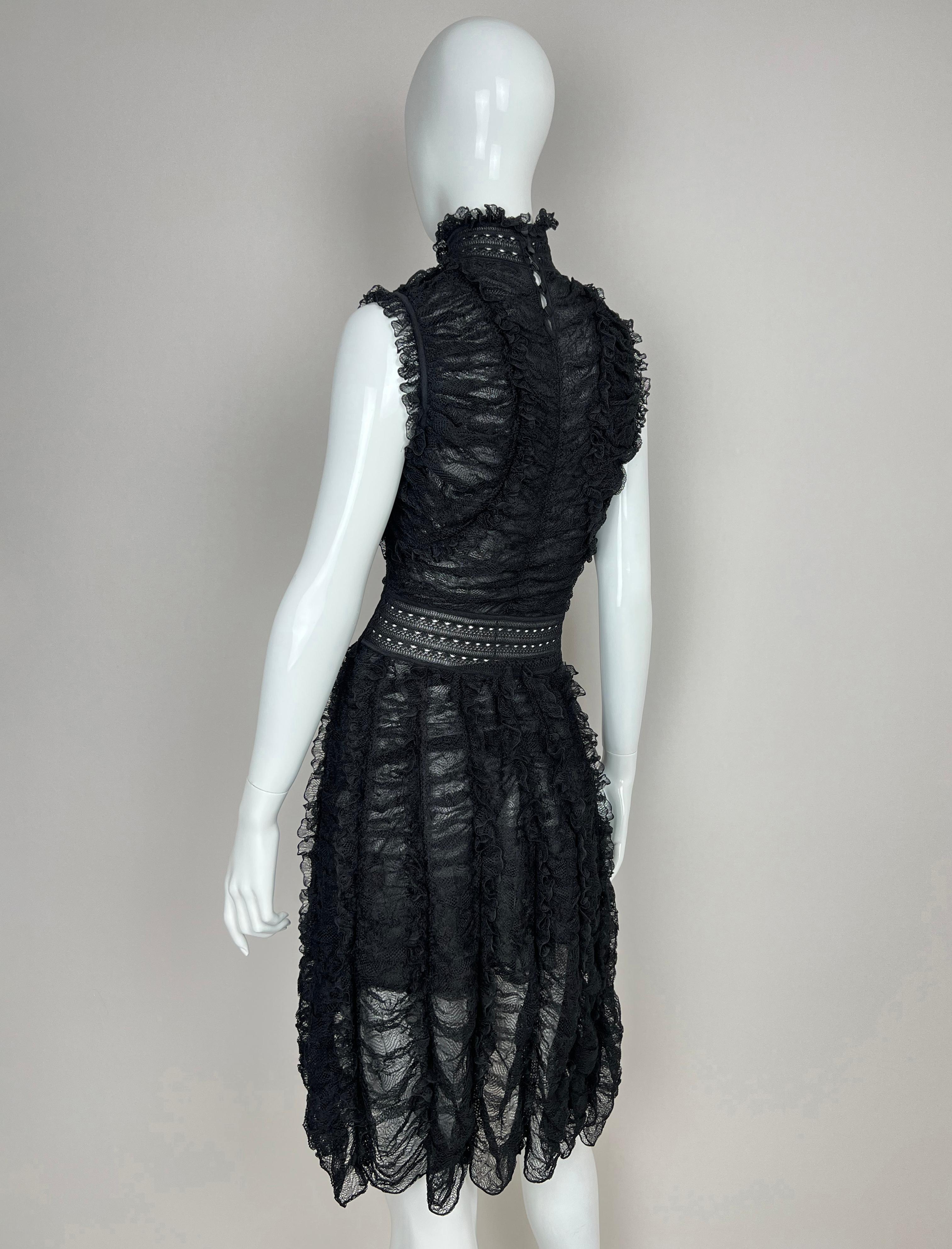 FW 2015 Alexander McQueen Ruffled silk-blend lace Victorian style dress For Sale 1