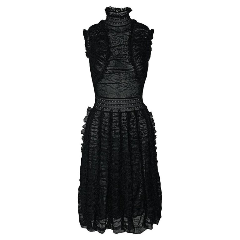 FW 2015 Alexander McQueen Ruffled silk-blend lace Victorian style dress For  Sale at 1stDibs
