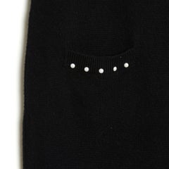 FW 2015 Chanel Black Knit and Fancy Pearls dress FR40