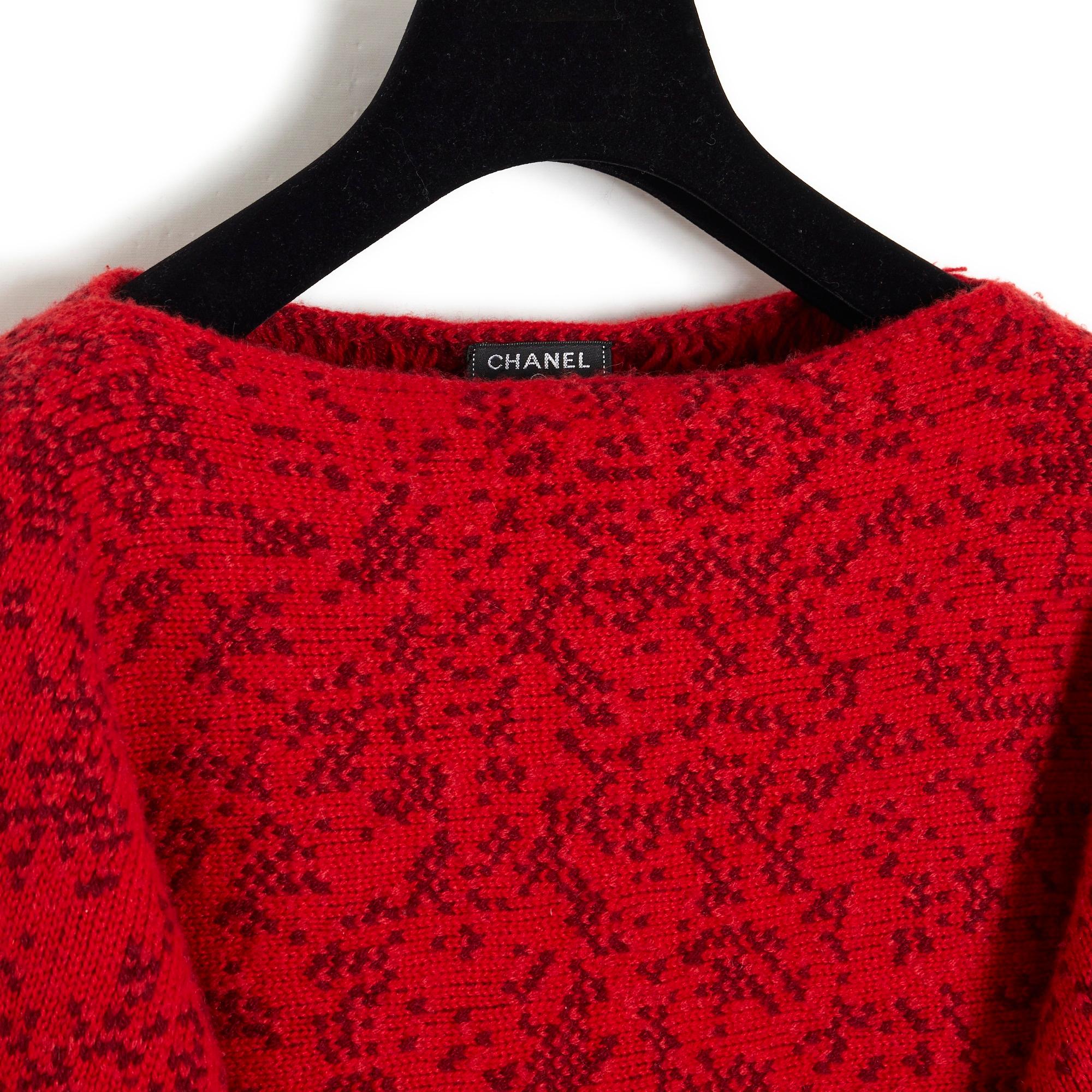 Women's or Men's FW 2016 Chanel Red Cashmere Camelia Cape  For Sale