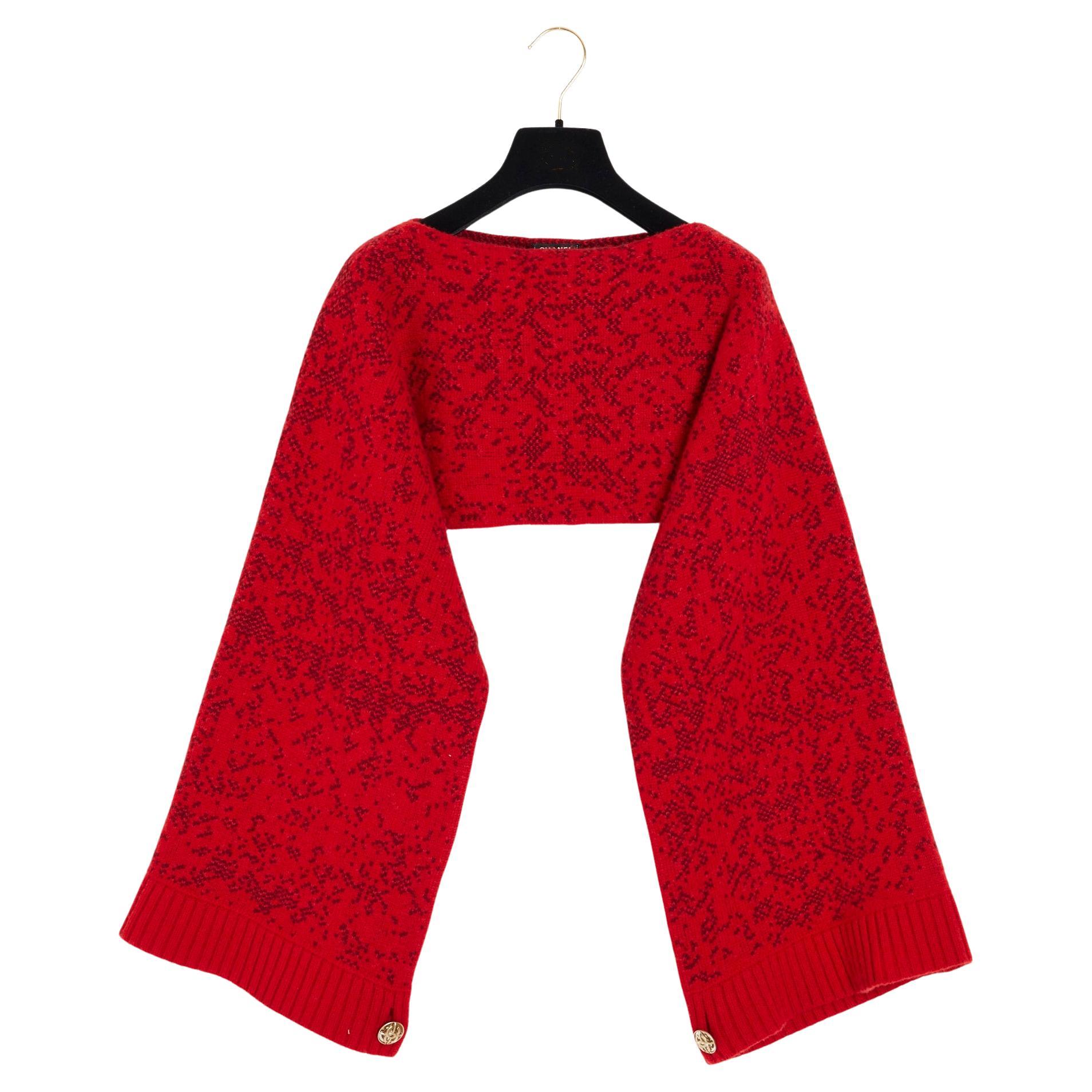 FW 2016 Chanel Red Cashmere Camelia Cape  For Sale