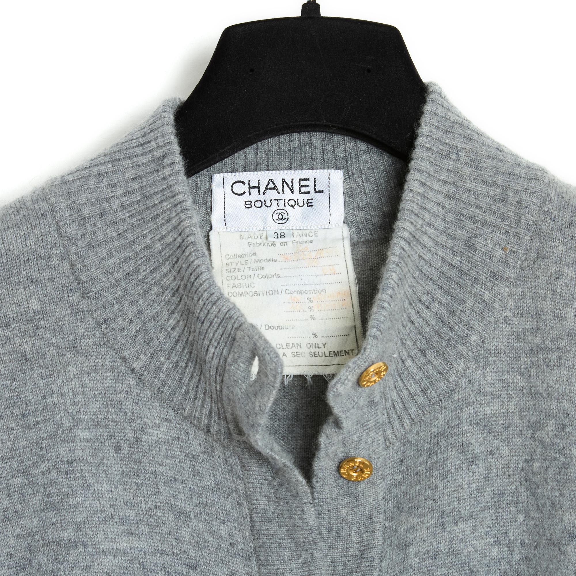 FW1991 Chanel Iconic Grey Cashmere Jumpsuit FR38/40 Pristine For Sale 2