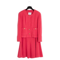 Chanel - Ensemble veste en laine rose FR40 US8, automne-hiver 1991