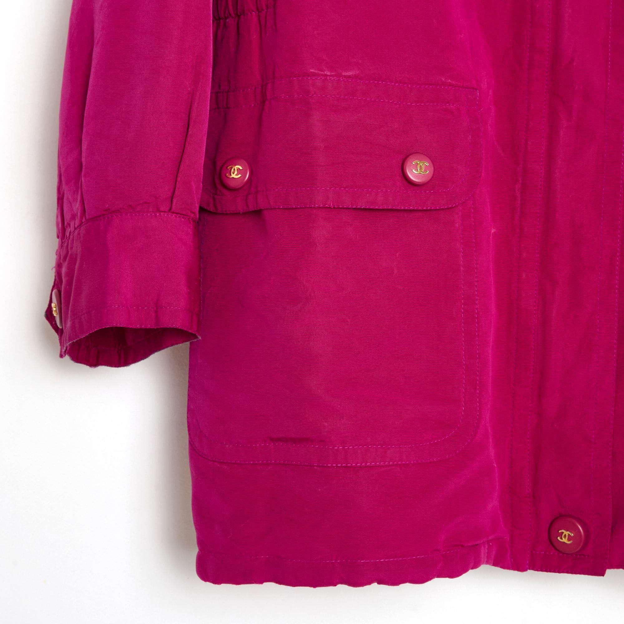 Parka Chanel surdimensionnée rose, taille US 8 à 12, automne-hiver 1994 Unisexe en vente