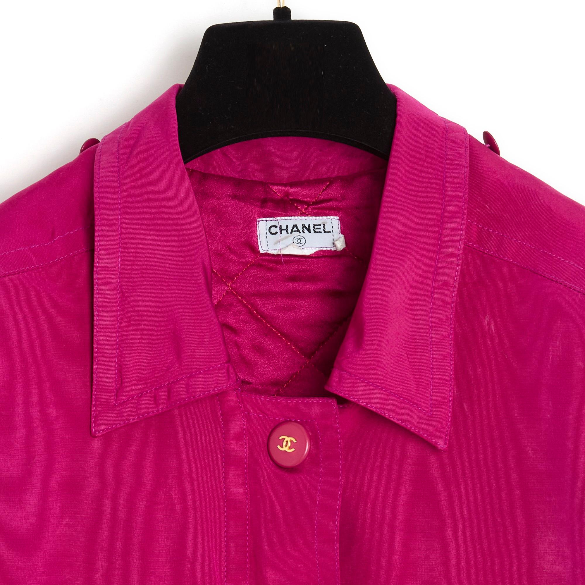 Parka Chanel surdimensionnée rose, taille US 8 à 12, automne-hiver 1994 en vente 4