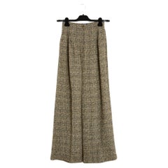 FW1997 Chanel Wide Leg Beige Tweed Pants FR36