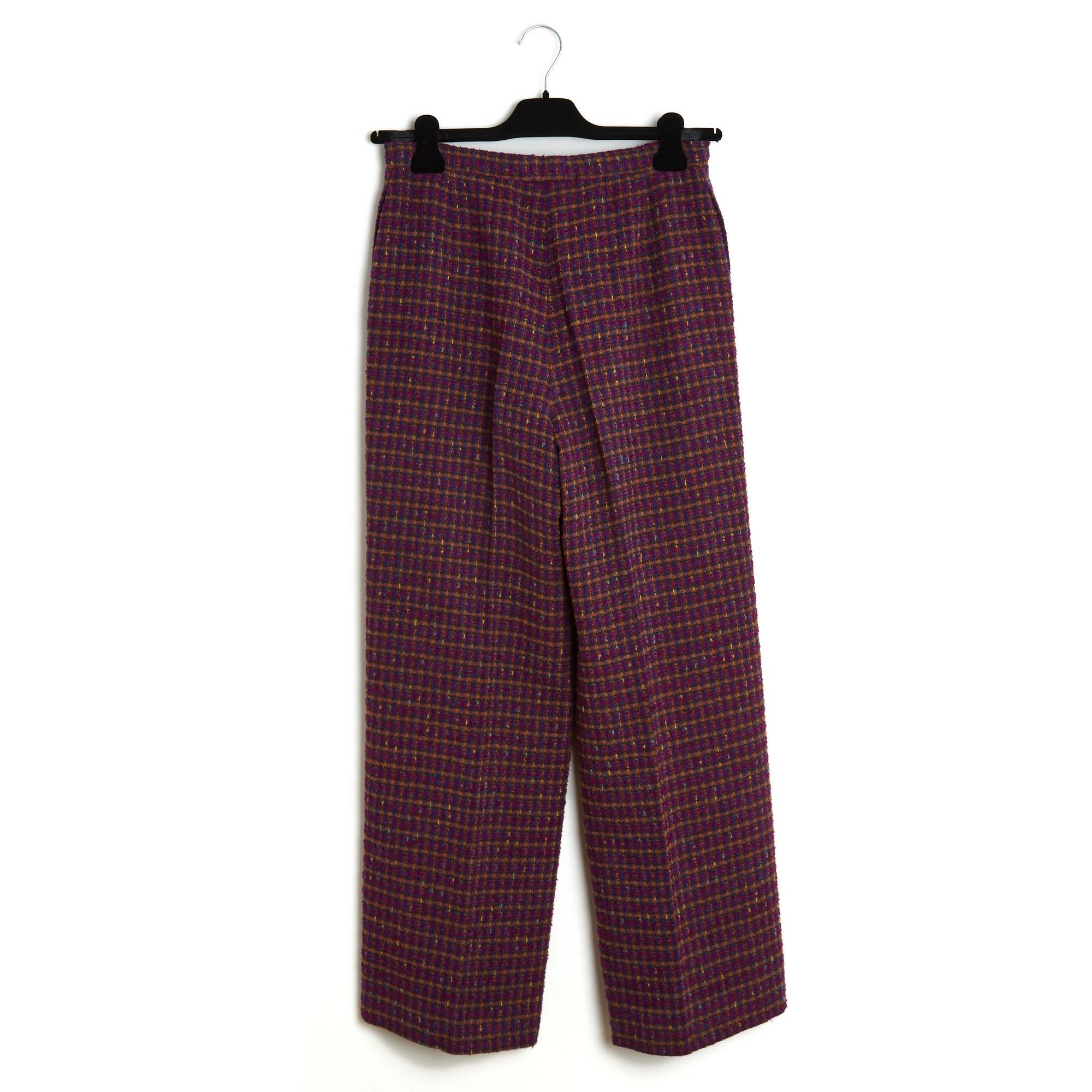 FW1997 Chanel Wide Leg Prune Tweed Pants FR40  For Sale 2