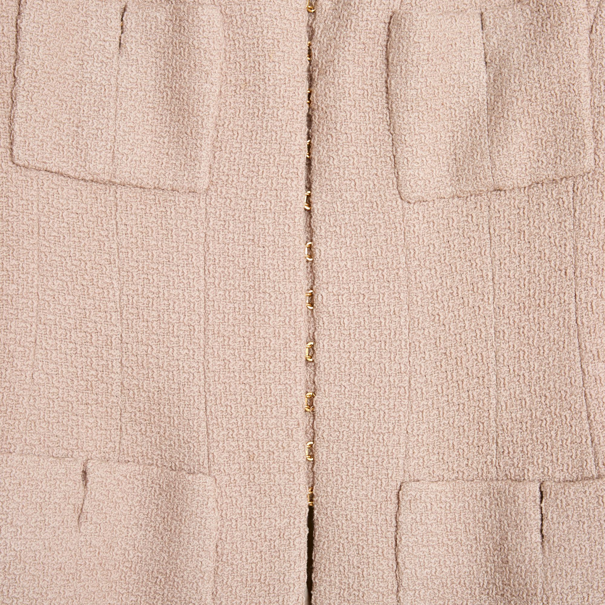 FW1998 Chanel FR38/40 Pink Beige Wool Jacket For Sale 1