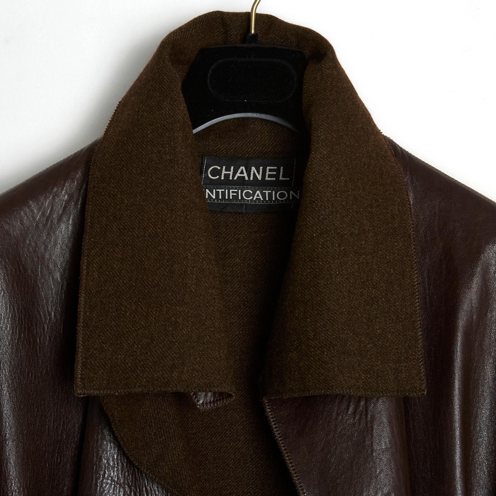 H/W 1999 Chanel US8 Leder-Kaschmir-Jackenmantel aus Leder  im Angebot 1