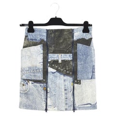 H/W 2001 Christian Dior Galliano Jupe FR40 Denim-Patchwork-Rock mit Patchworkmuster US10 UK12