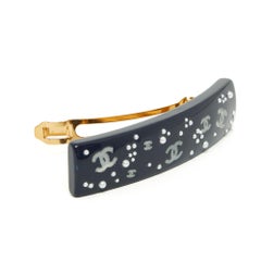 Chanel FW2003 Night Blue CC Hairclip with Pearls, Vintage Accessory