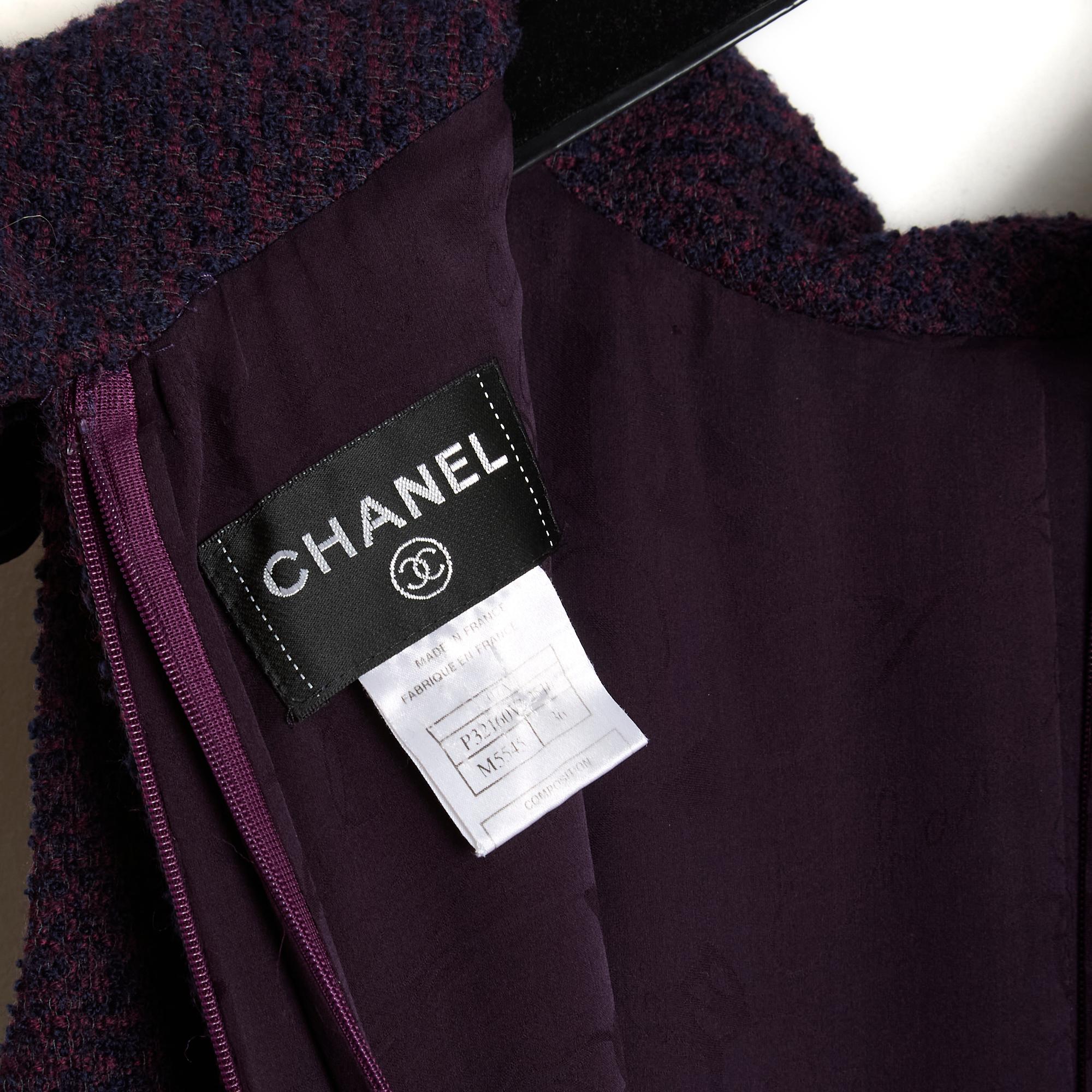 FW2007 Chanel Dark Purple Tweed Dress FR36  4
