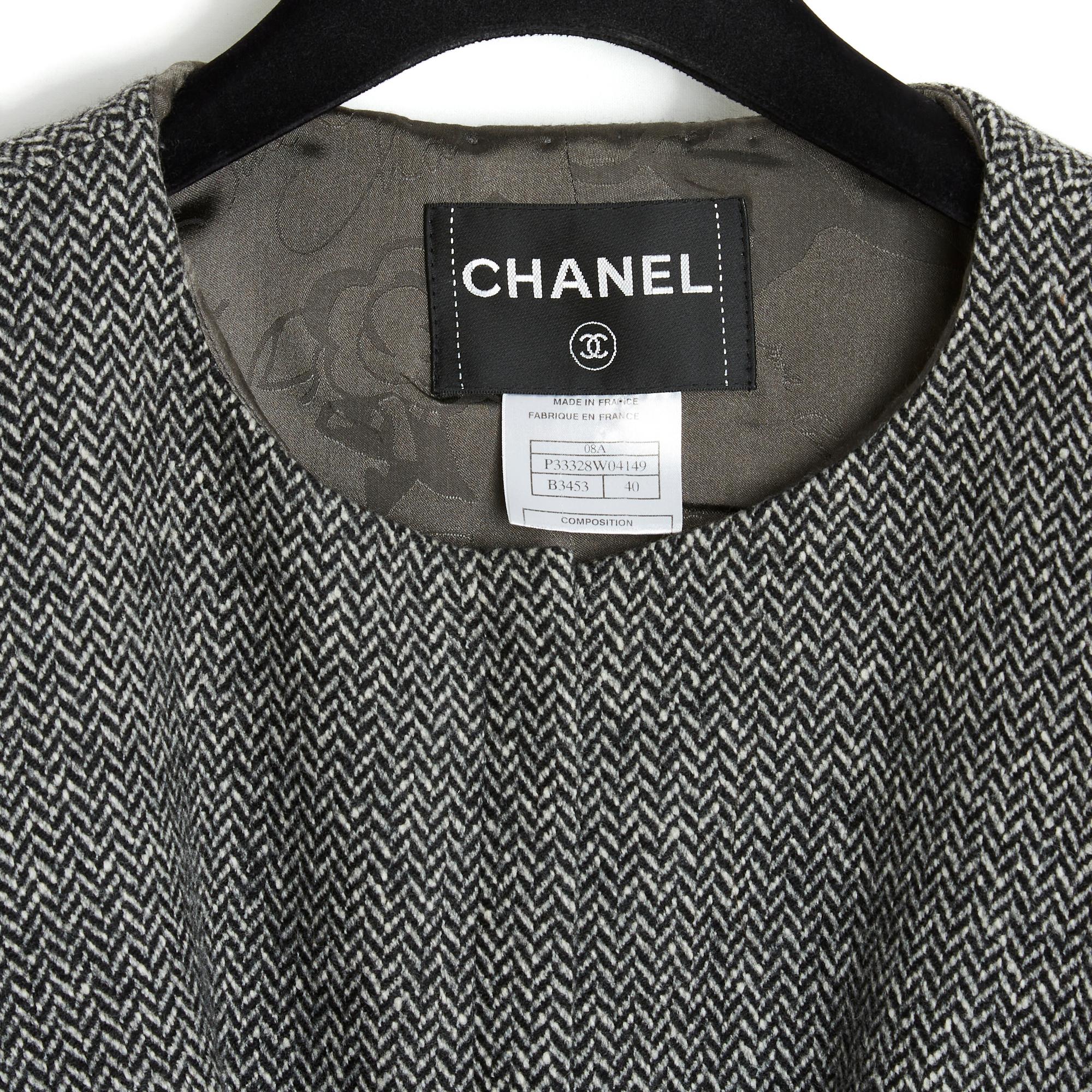FW2008 Chanel Jacket Chevrons Grey Jewelled FR38 2