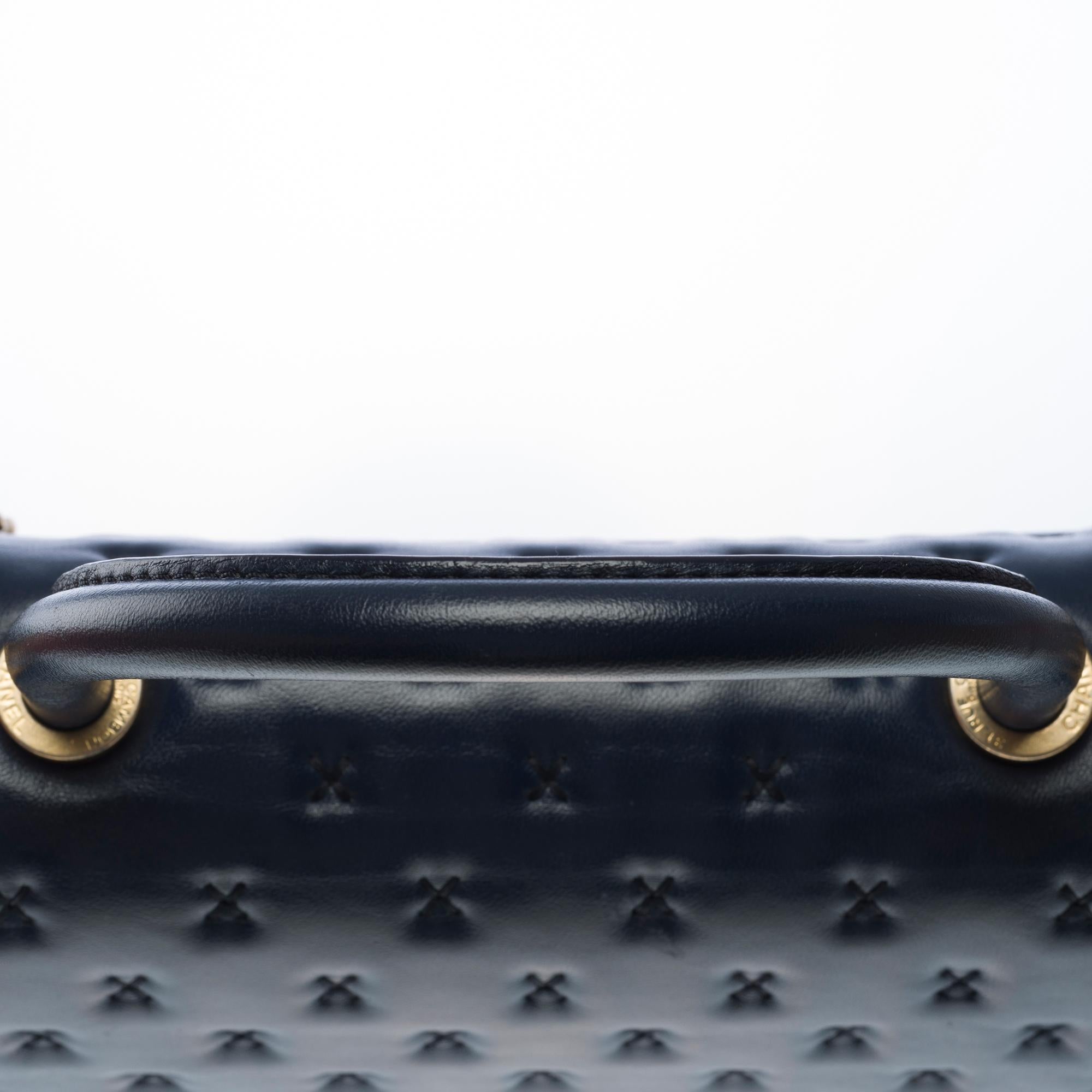 FW2016 Paris-Rome- Chanel Coco handle handbag in Navy blue lambskin leather, GHW 5