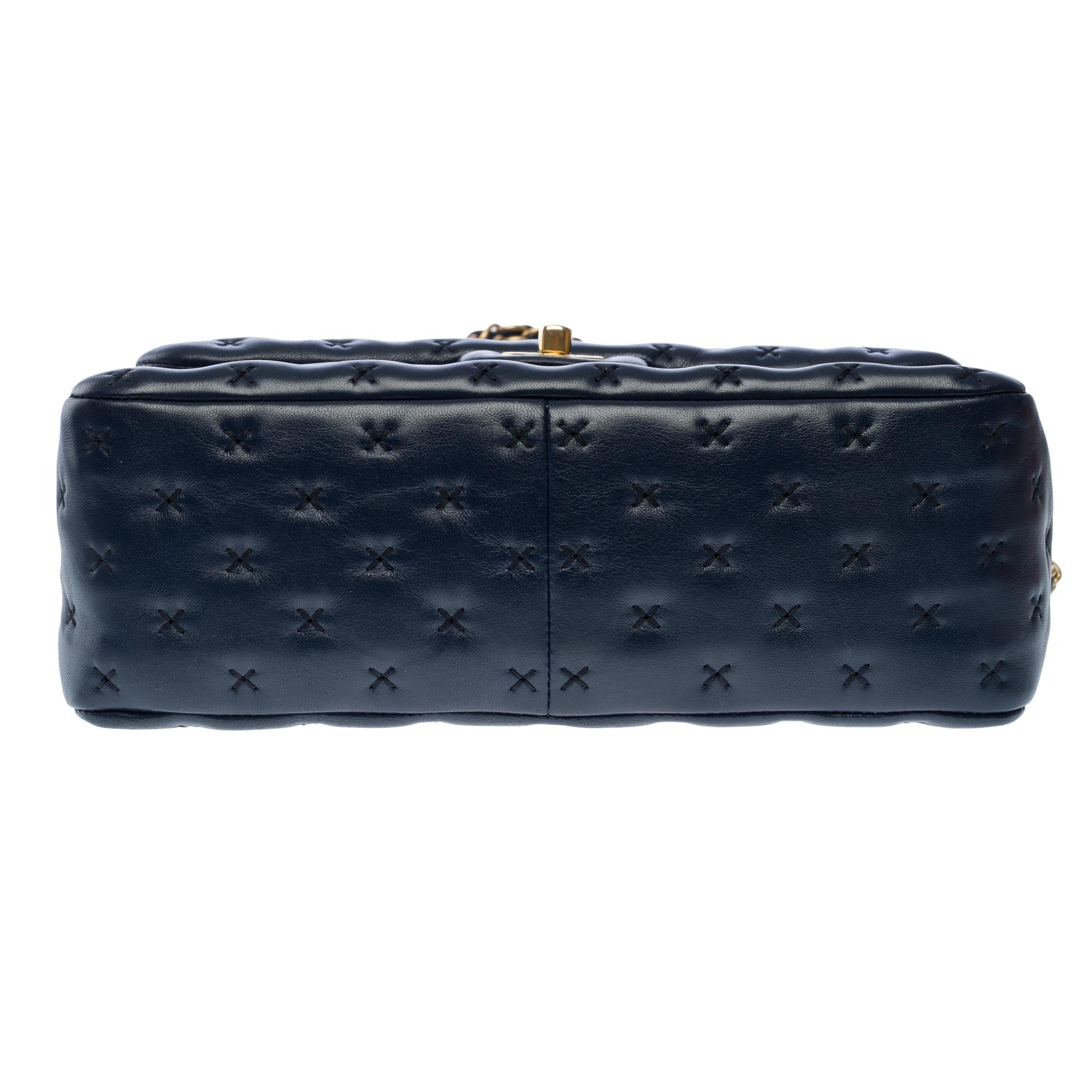 FW2016 Paris-Rome- Chanel Coco handle handbag in Navy blue lambskin leather, GHW 6