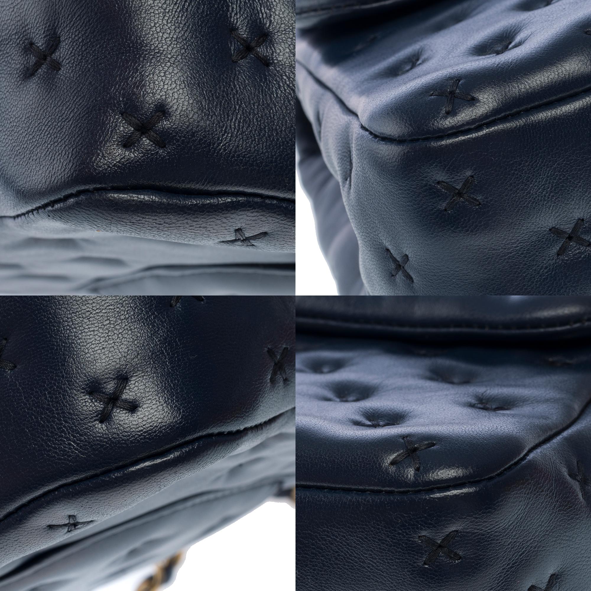 FW2016 Paris-Rome- Chanel Coco handle handbag in Navy blue lambskin leather, GHW 7