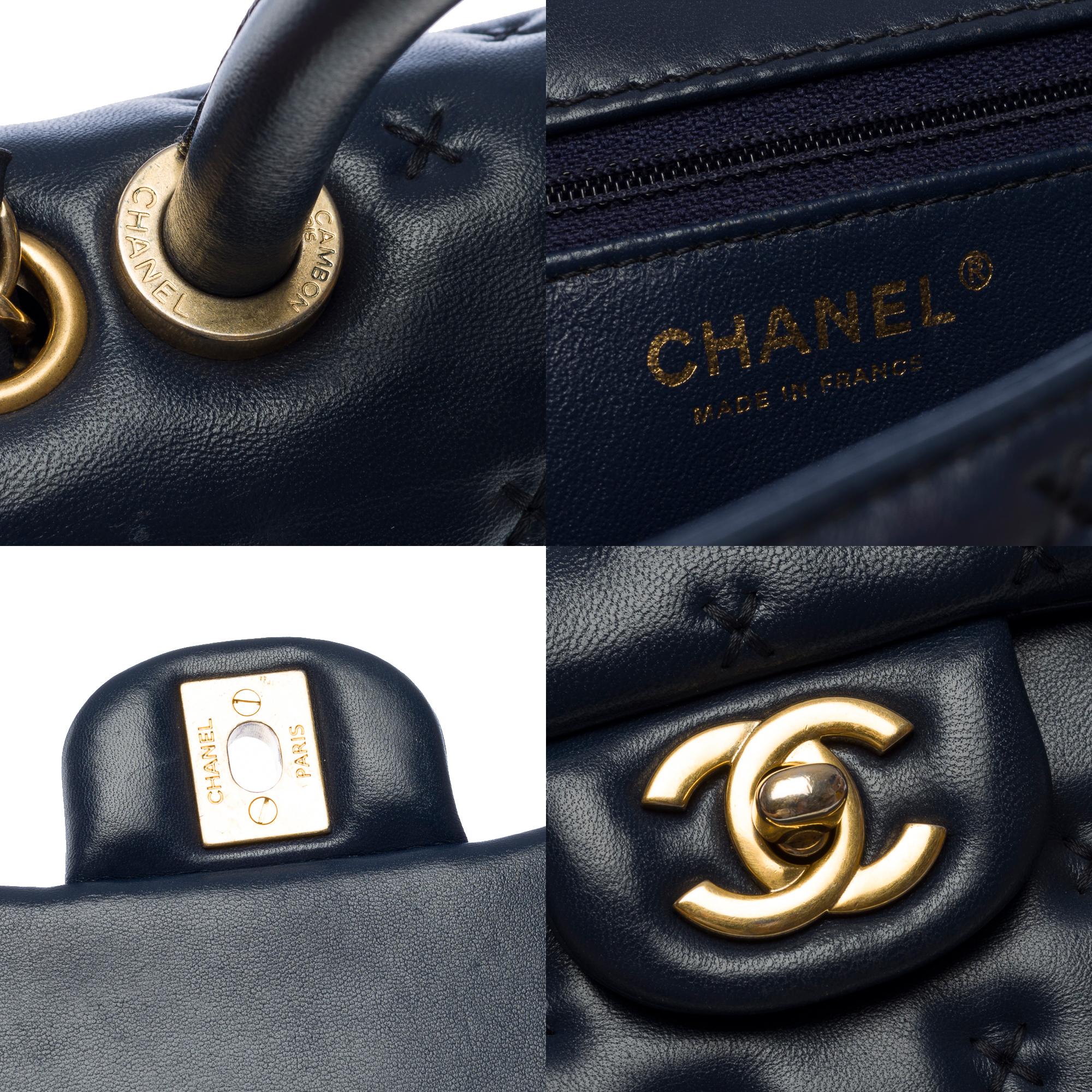 FW2016 Paris-Rome- Chanel Coco handle handbag in Navy blue lambskin leather, GHW 1
