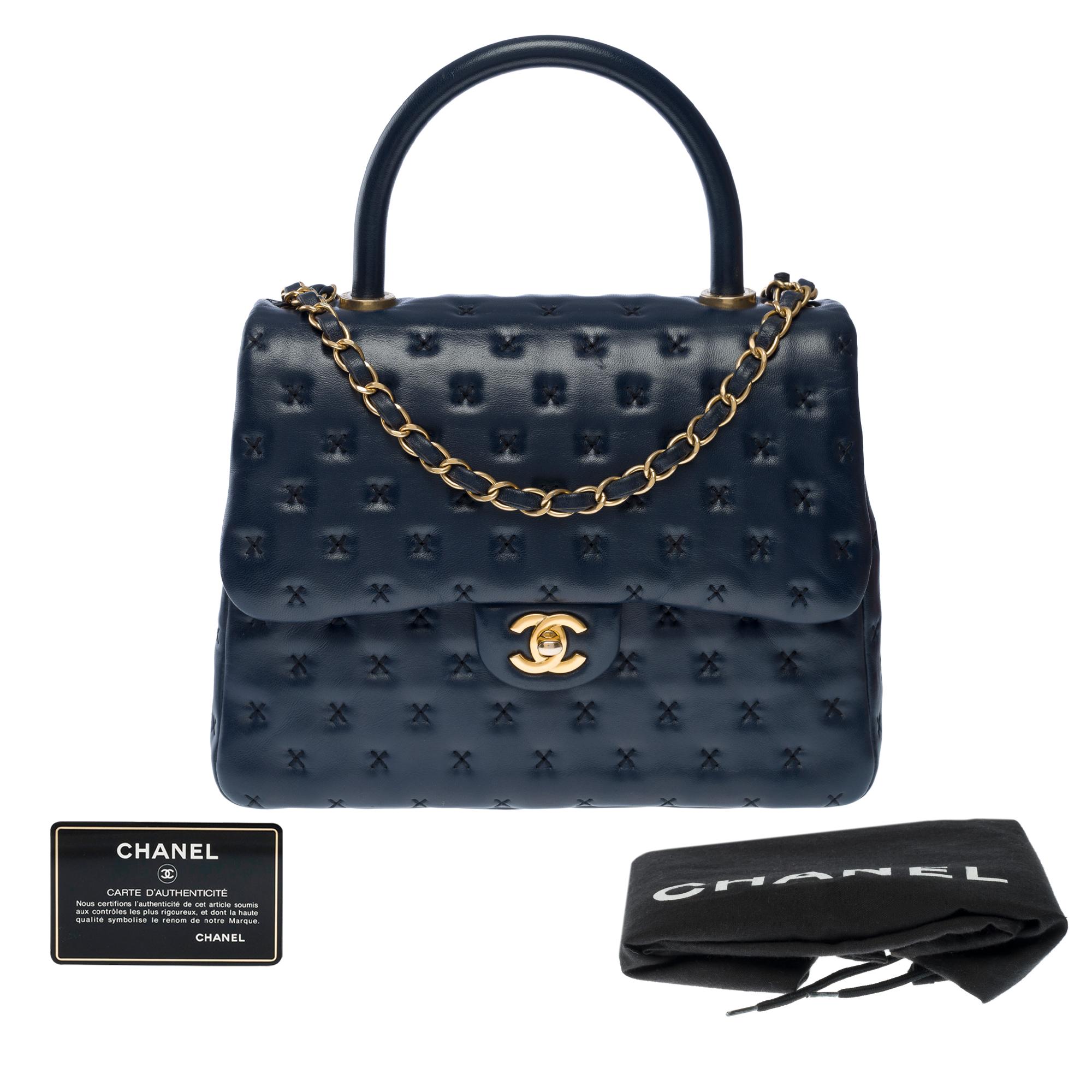 FW2016 Paris-Rome- Chanel Coco handle handbag in Navy blue lambskin leather, GHW