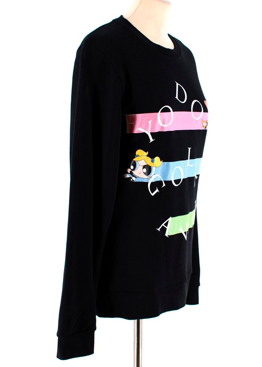  Fyodor Golan PowerPuff Girls Black Cotton Sweatshirt

- Rounded neckline 
- Straight hemline 
- Powerpuff AW17 Collection
- Long-sleeved

Materials 
100% Cotton 

Dry Clean Only 

Made in England 
Measurements are taken laying flat, seam to seam.