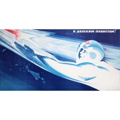 1974 original soviet poster - Towards distant planets ! - USSR - Cold war