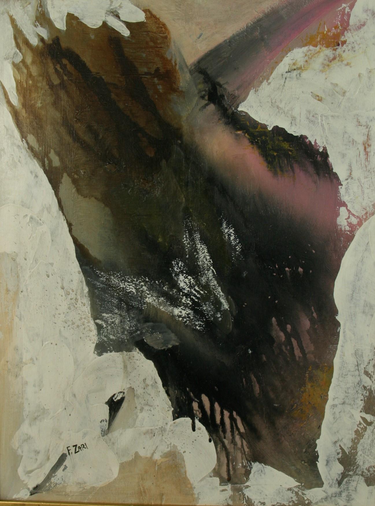 Abstrakt-expressionistisches Ölgemälde  in Brown und Black and White – Painting von F.Zari