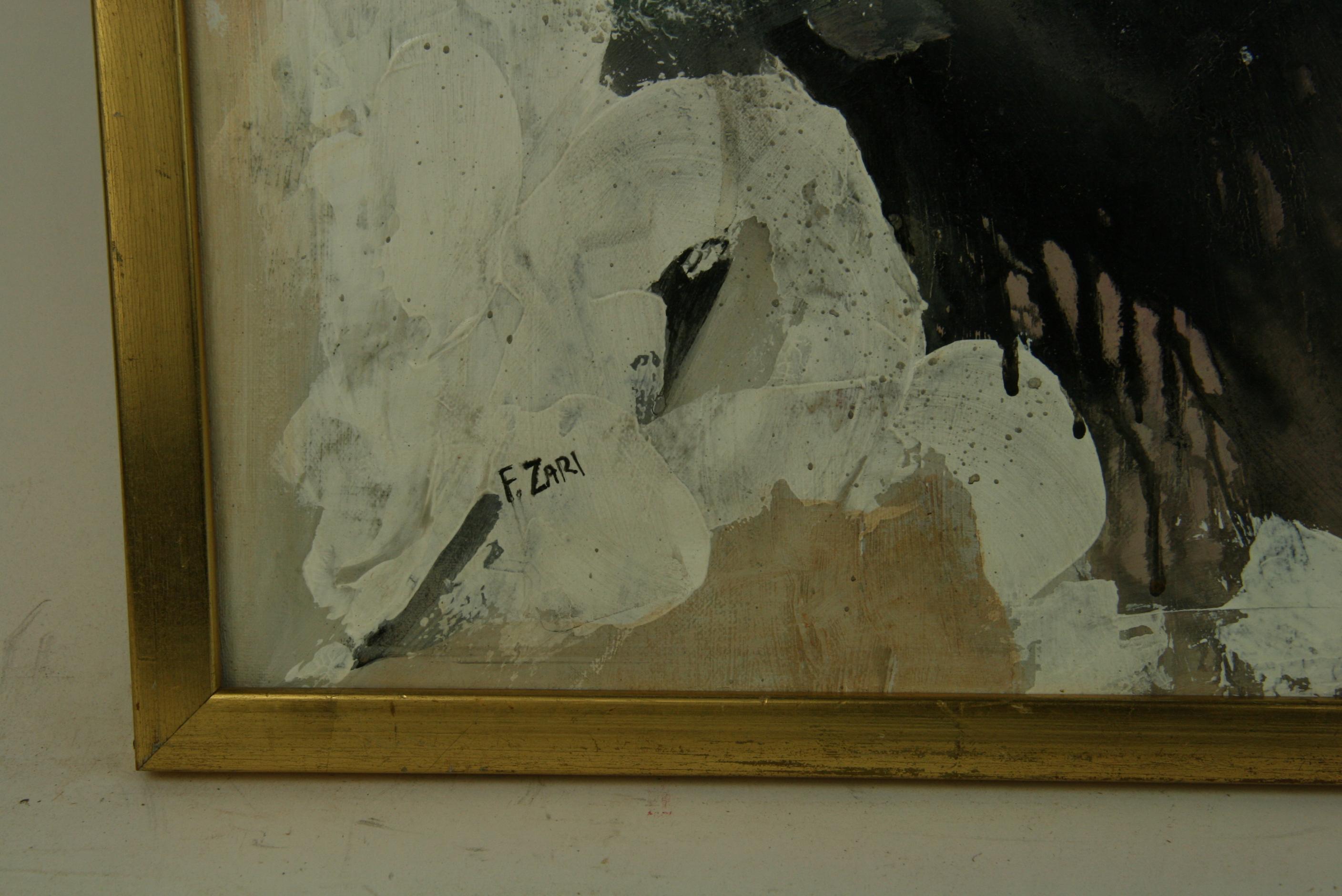 Abstract Expressionist Oil Painting  in Brown and Black and White For Sale 3