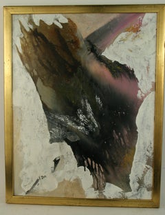 Abstract Expressionist Oil Painting  in Brown and Black and White