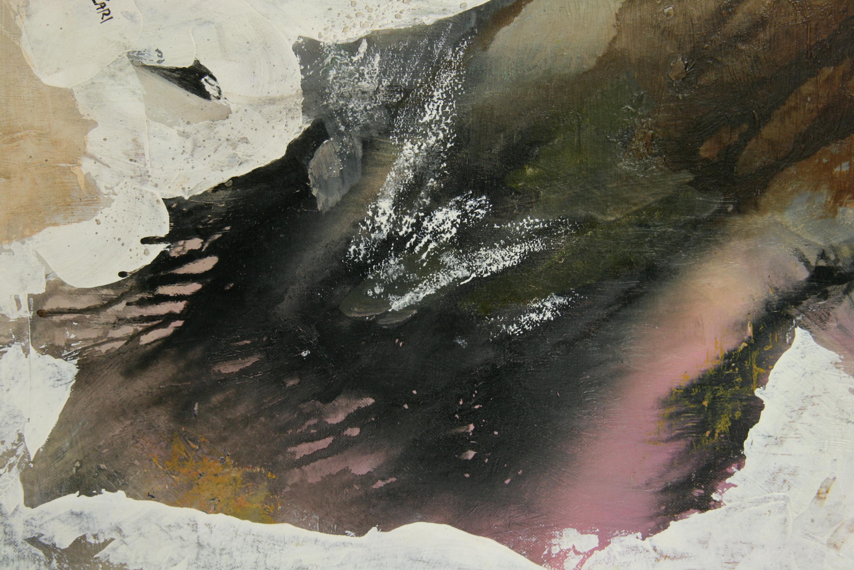 Abstrakt-expressionistisches Ölgemälde  in Brown und Black and White (Braun), Abstract Painting, von F.Zari