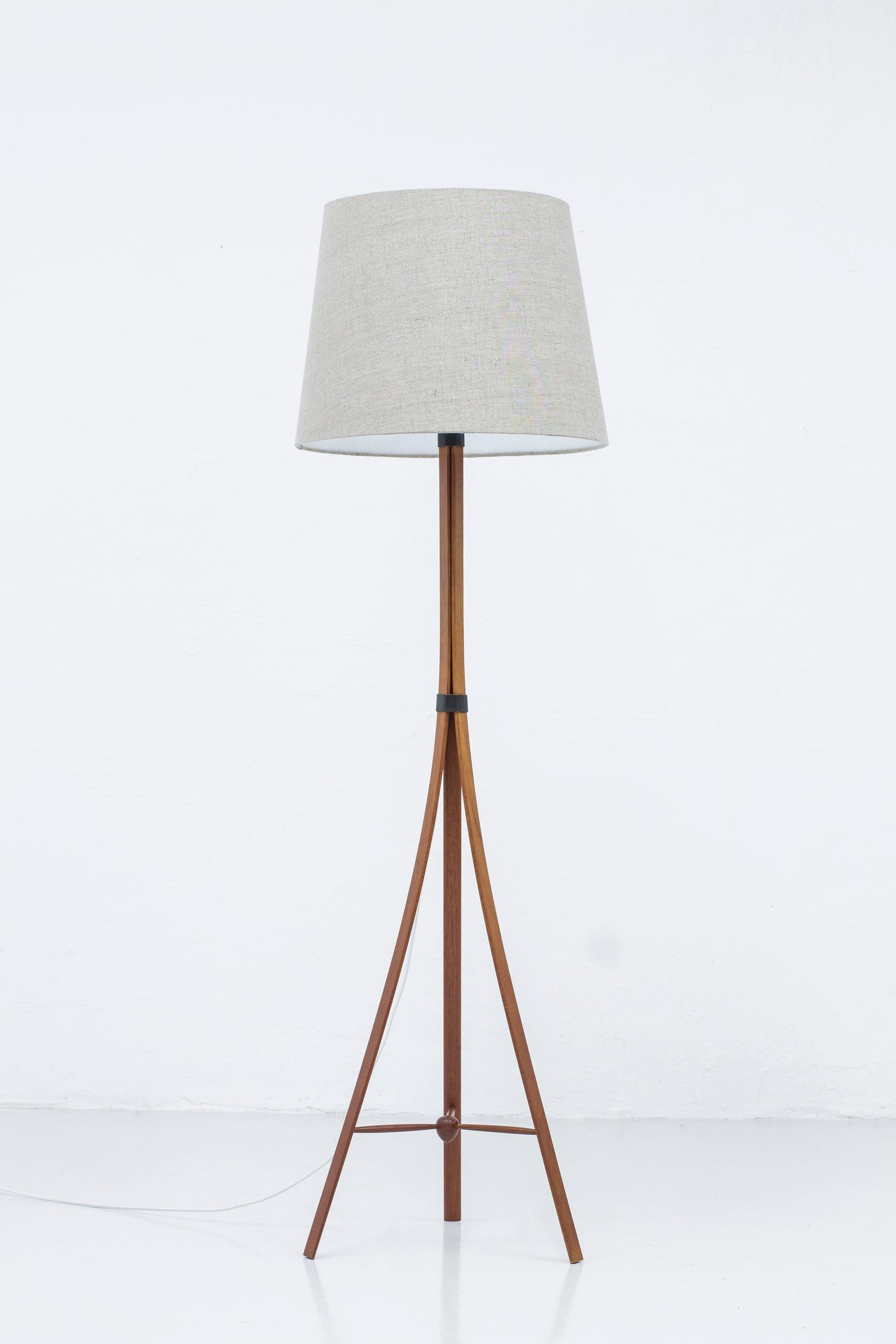 Brass G-35 Teak Floor Lamp by Alf Svensson for Bergboms, Sweden, 1950s For Sale