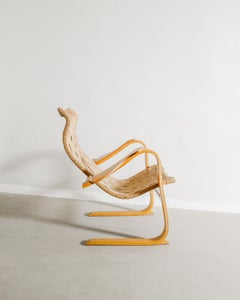 G.A. Berg Poltrona "Patron" di metà secolo in legno di betulla prodotta in Svezia, anni '40