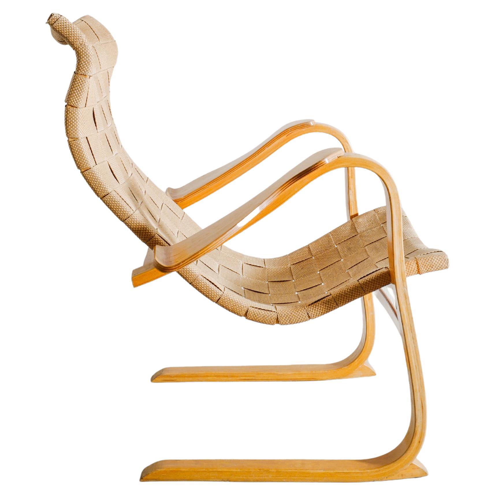 G. A Berg Sessel „Patron“ aus Birkenholz aus der Mitte des Jahrhunderts, hergestellt in Schweden, 1940er Jahre im Angebot