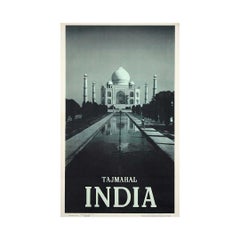 1958 travel poster featuring the Taj Mahal in India