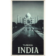 1958 travel poster featuring the Taj Mahal in India