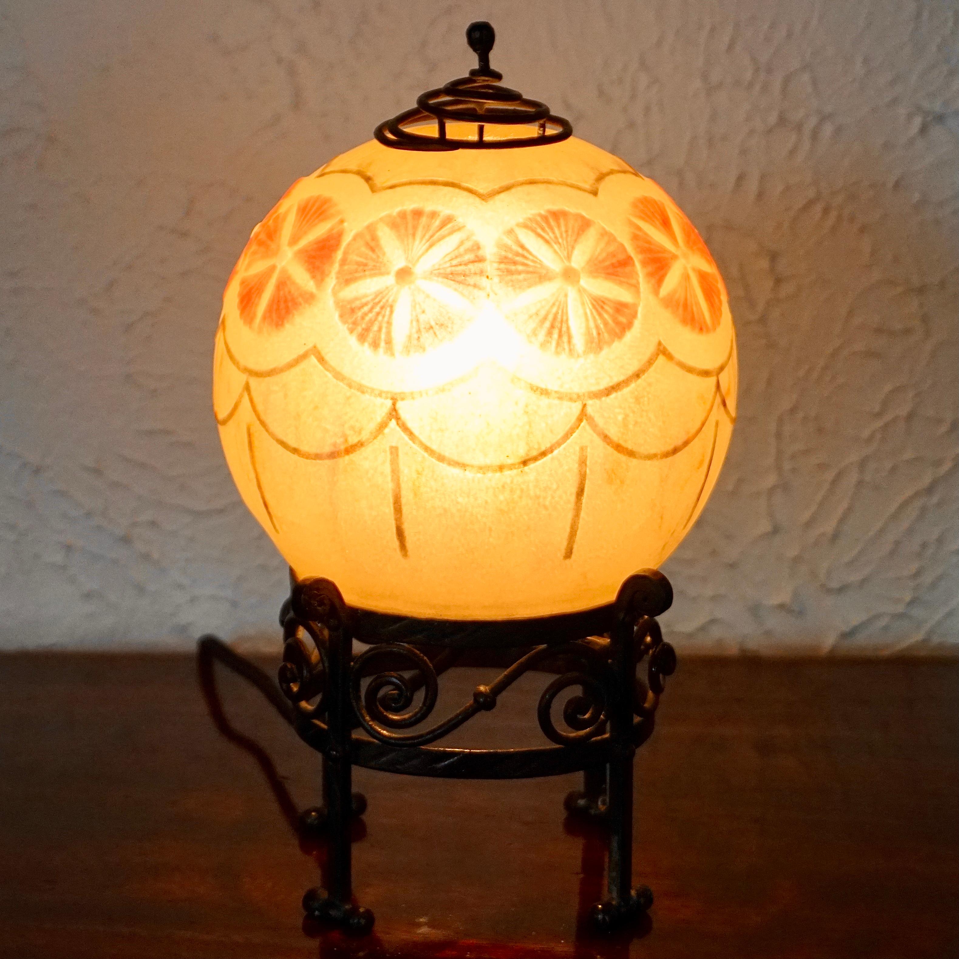 G Argy Rousseau Pate De Verre Art Deco Lamp 5