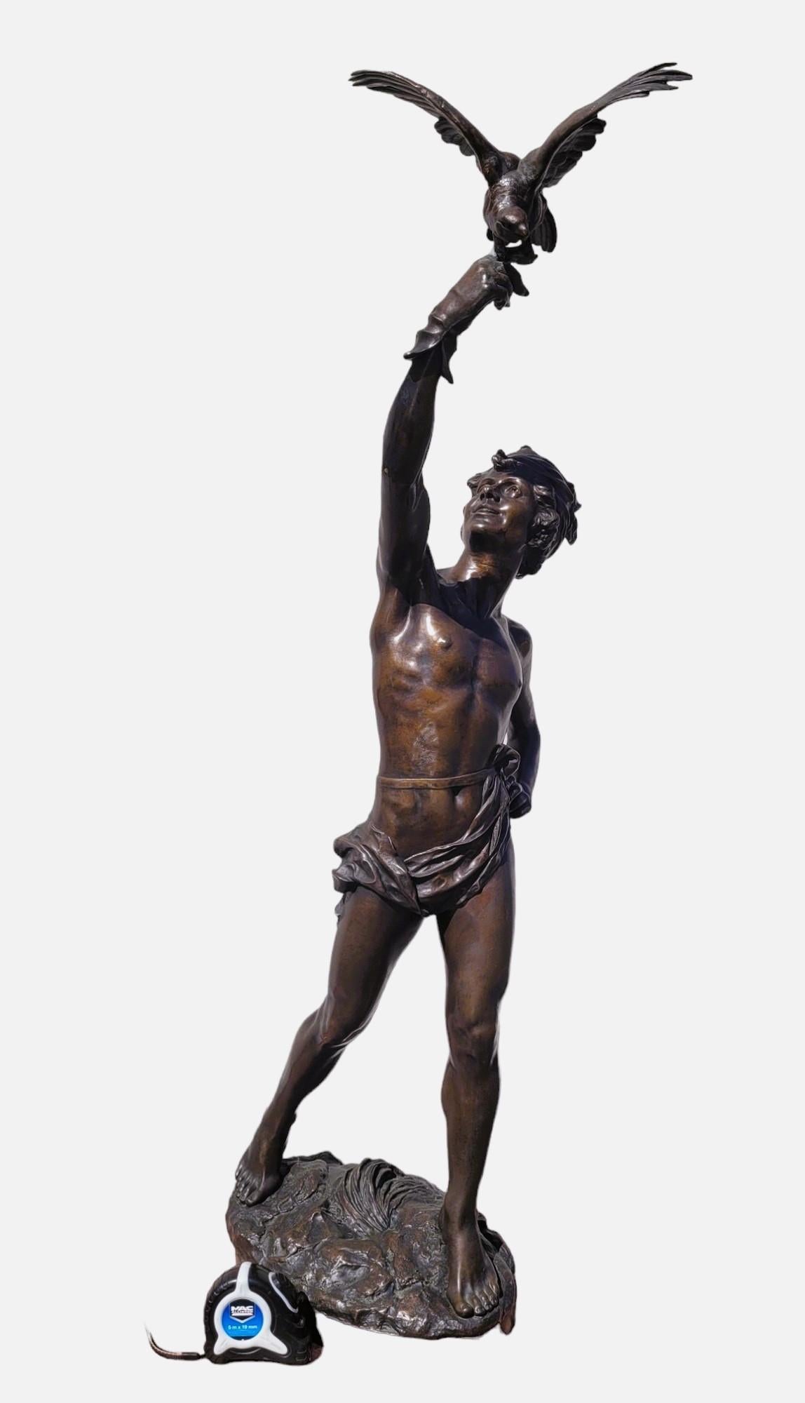 G Bareau, Falconer, Signed Bronze, Late 19th Early 20th Century 8