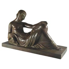 G. Beguin classic art deco bronze reclining lady