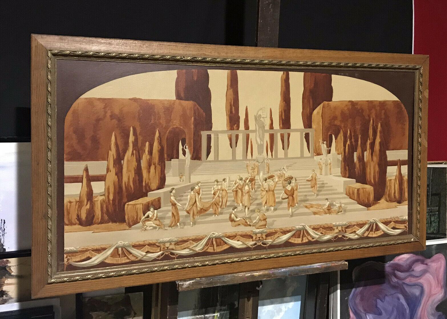 Huge French 1930's Neo-Classical Figures Gathering Signed & Dated Oil Painting 1