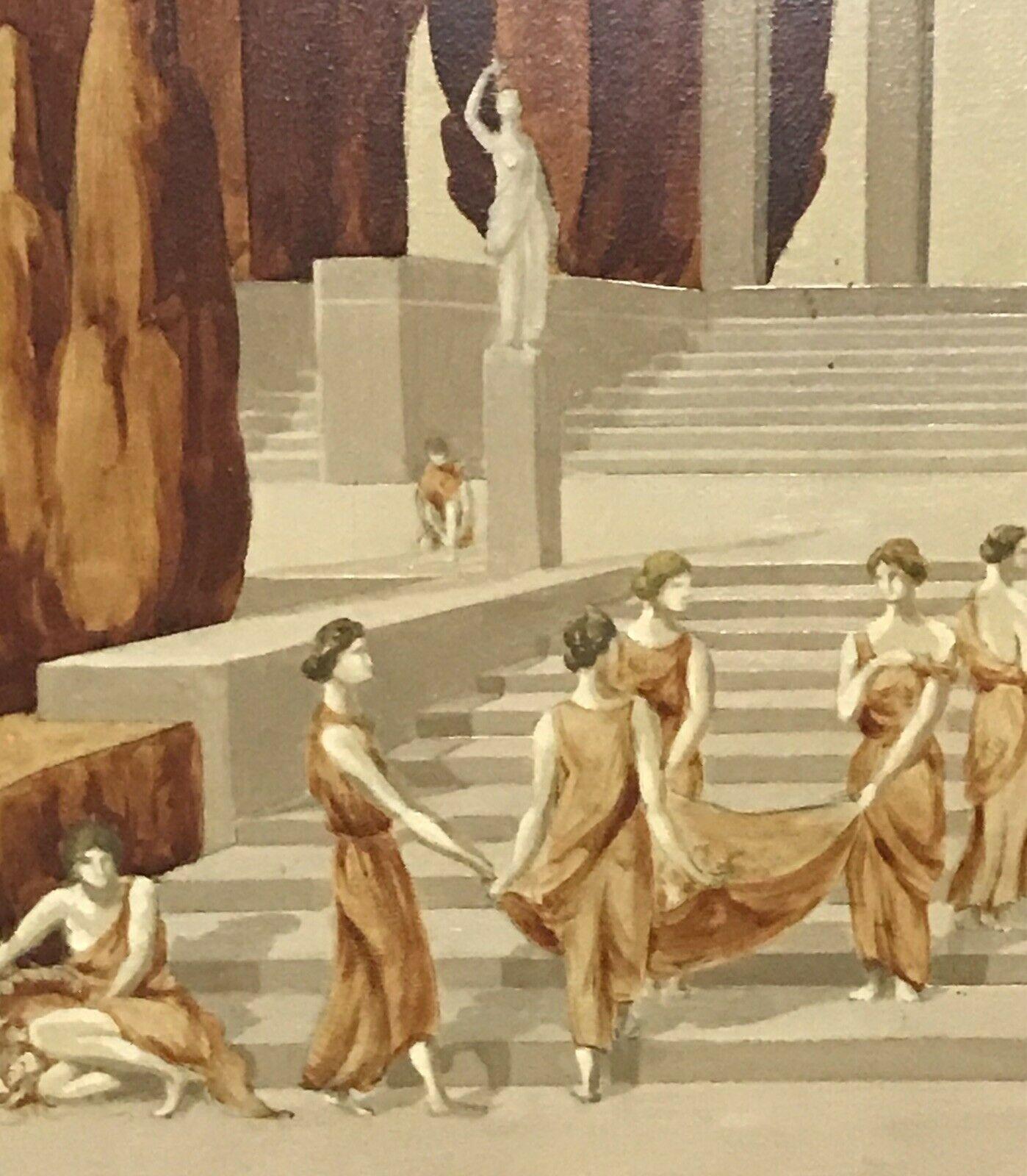 Huge French 1930's Neo-Classical Figures Gathering Signed & Dated Oil Painting 2