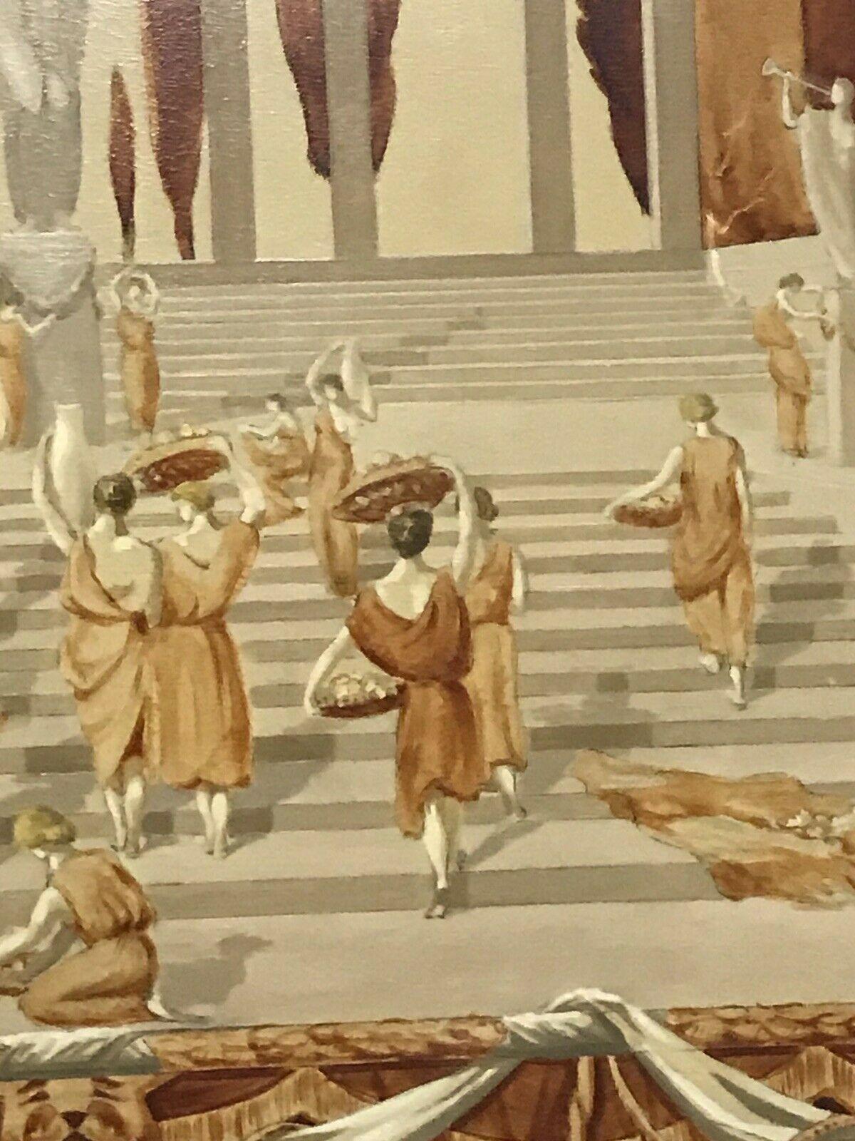 Huge French 1930's Neo-Classical Figures Gathering Signed & Dated Oil Painting 3