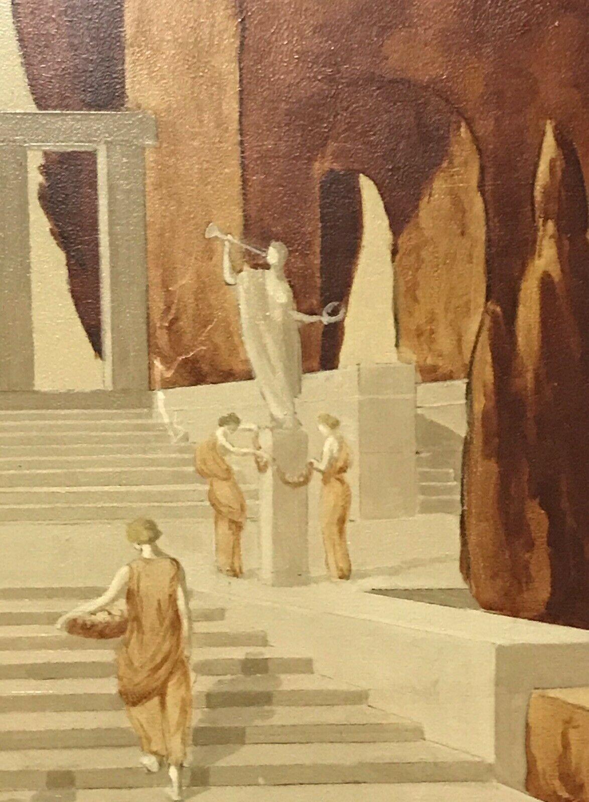Huge French 1930's Neo-Classical Figures Gathering Signed & Dated Oil Painting 4