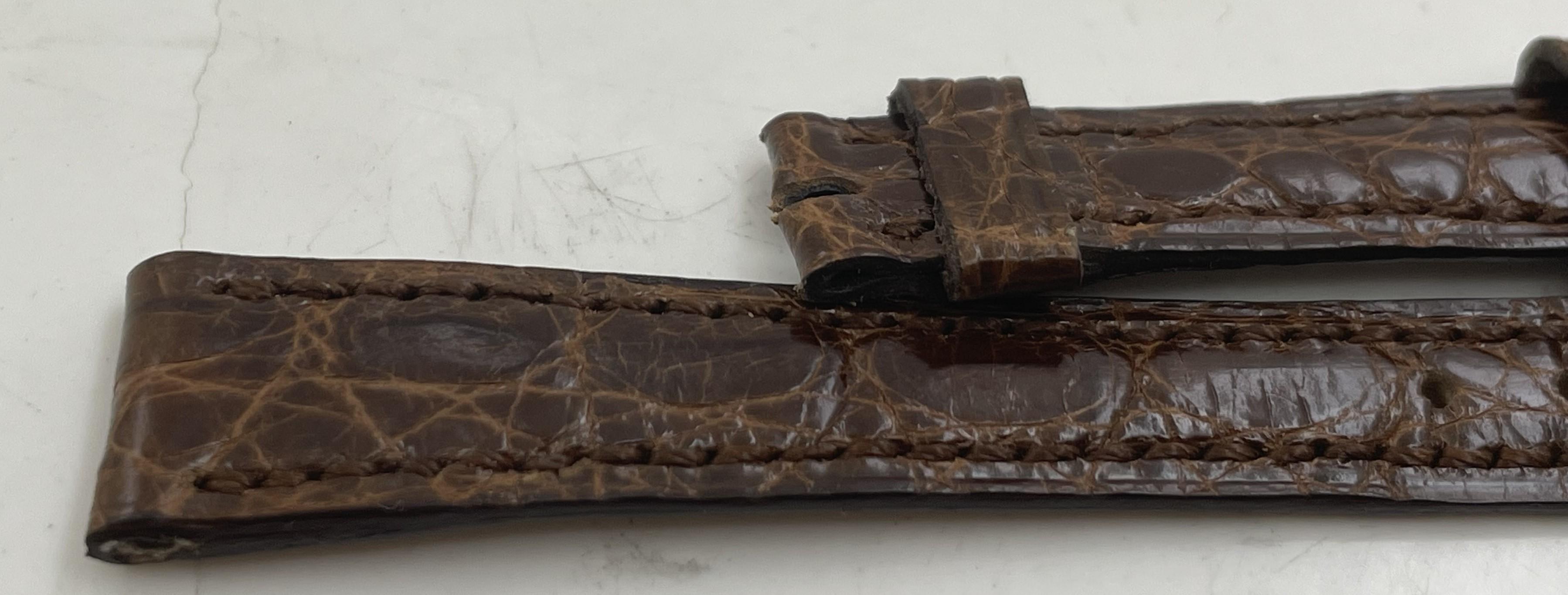 Gianmaria Buccellati set of 2 brown watch leather straps in new condition, signed in the back. The smaller part measures 2 3/4'' in length by 1/2'' in width (70 mm by 13 mm) while the larger part measures 4'' in length by 1/2'' in width (98 mm by 13
