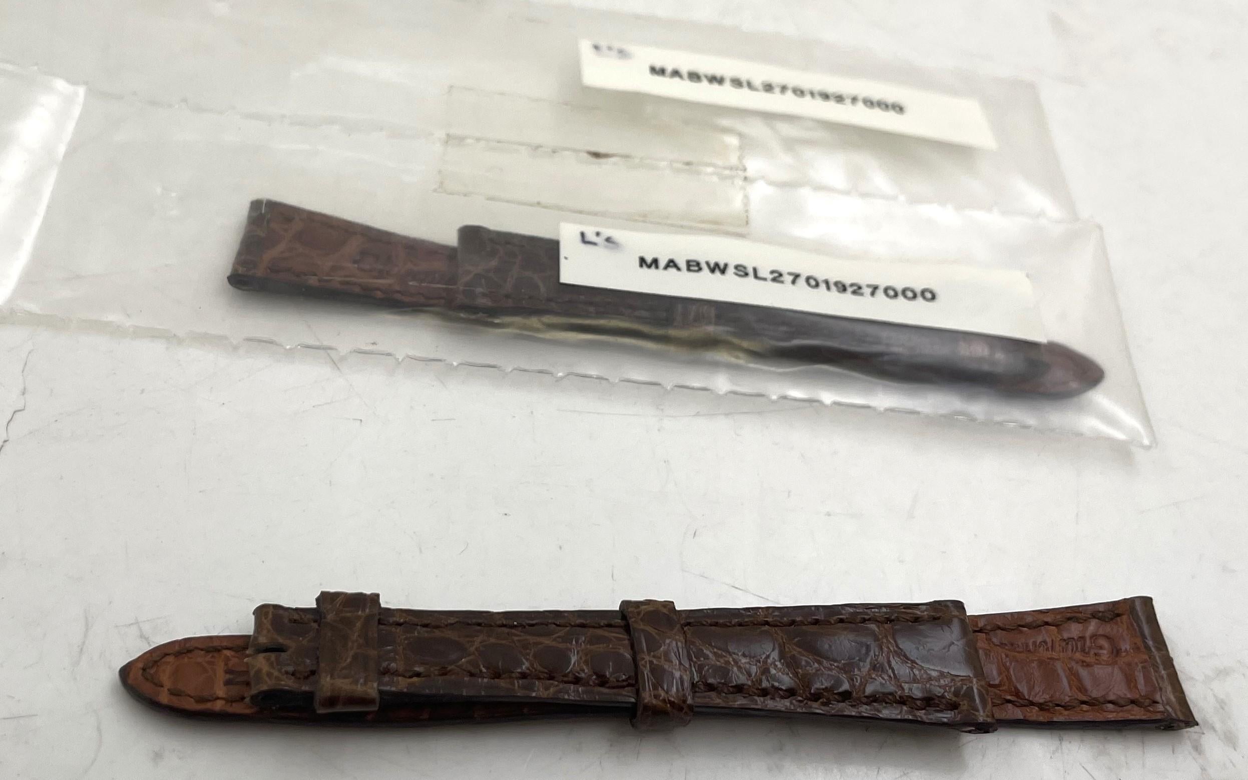 20th Century G. Buccellati Rare Set of 2 Brown Thin Watch Leather Straps New For Sale