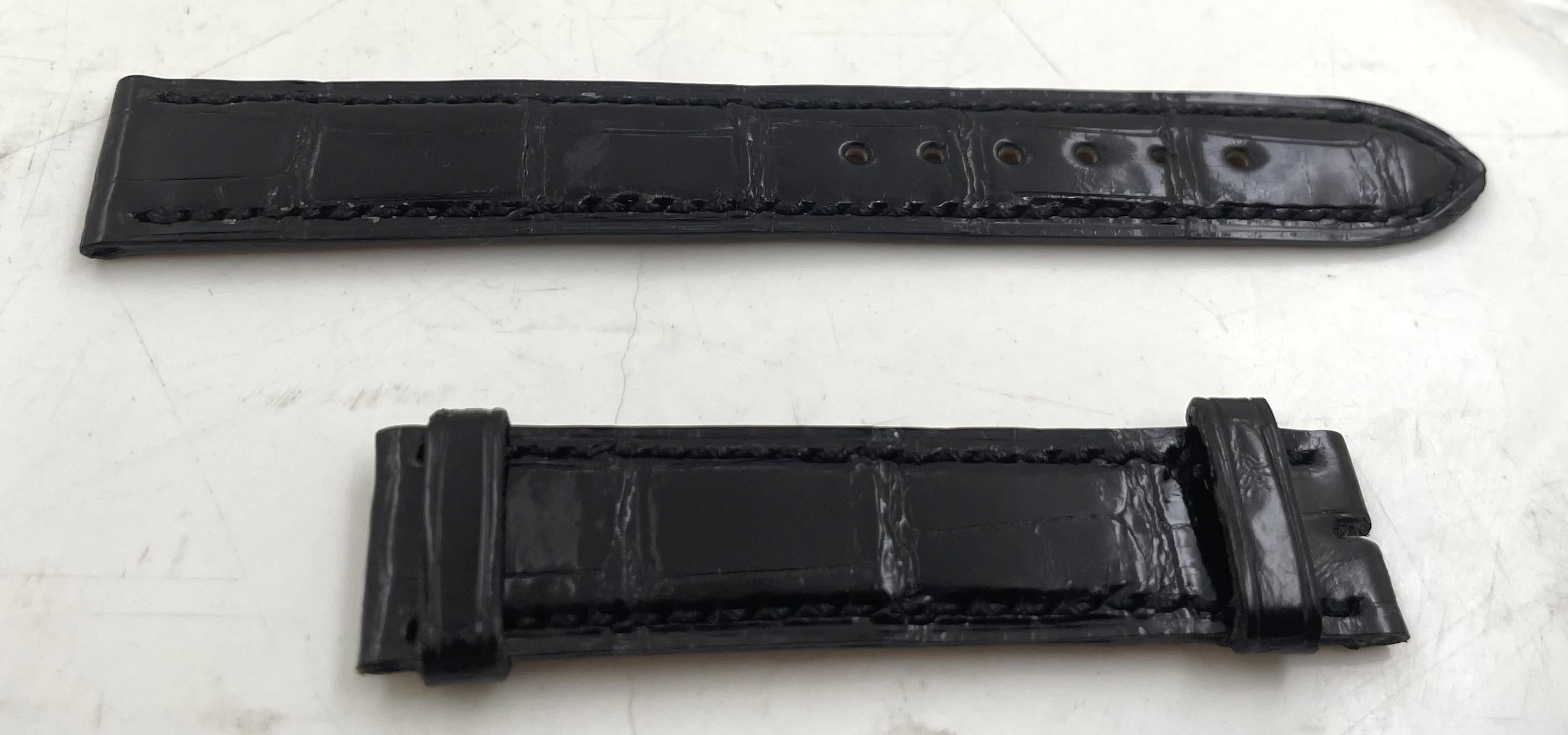 Gianmaria Buccellati set of 4 black watch leather straps in new condition, signed in the back. The smaller part measures 2 1/2'' in length by 5/8'' in width (65 mm by 15 mm) while the larger part measures 4 1/8'' in length by 5/8'' in width (107 mm