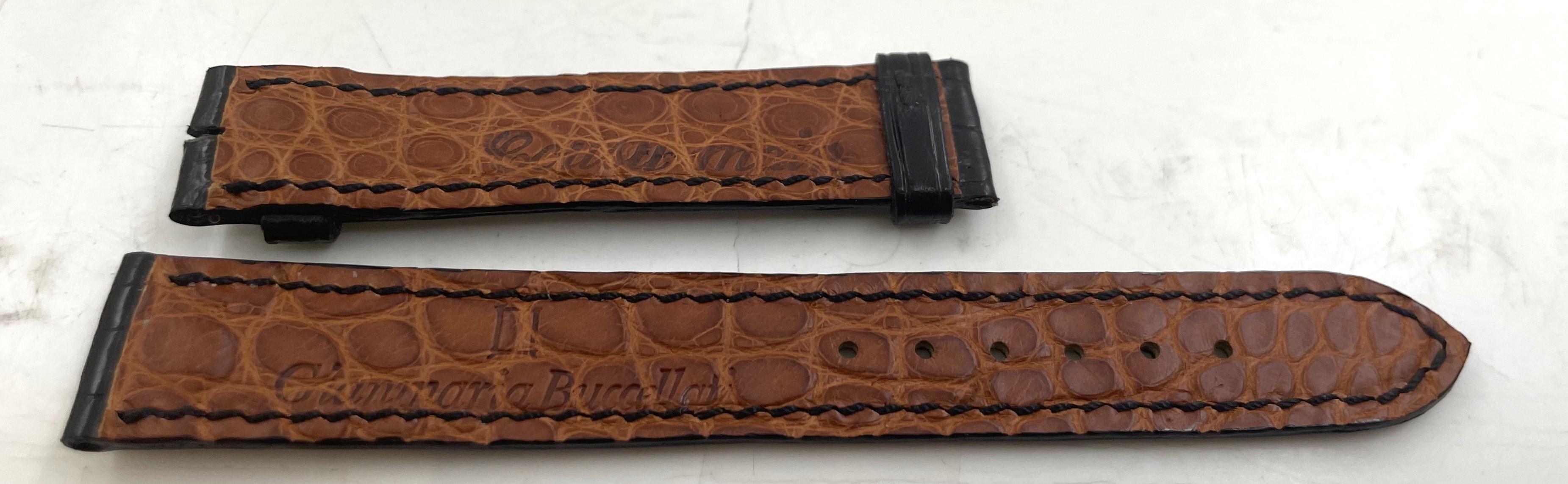 G. Buccellati Rare Set of 4 Black Watch Leather Straps New Cuero en venta
