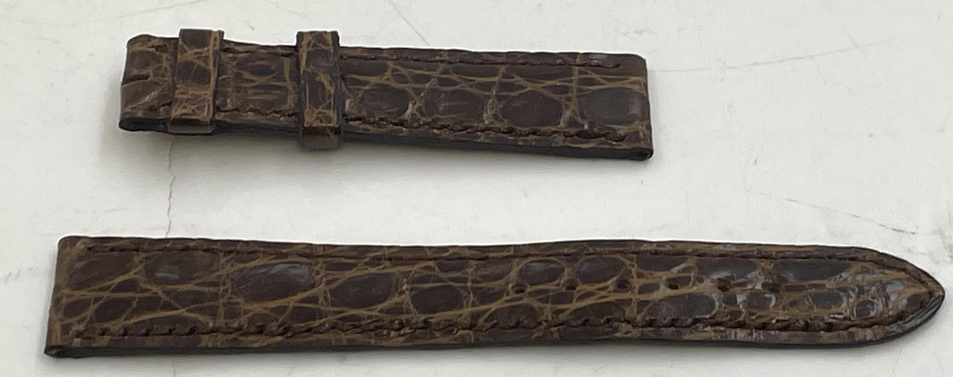 Gianmaria Buccellati set of 4 brown watch leather straps in new condition, signed in the back. The smaller part measures 2 1/2'' in length by 5/8'' in width (65 mm by 15 mm) while the larger part measures 4'' in length by 5/8'' in width (98 mm by 15