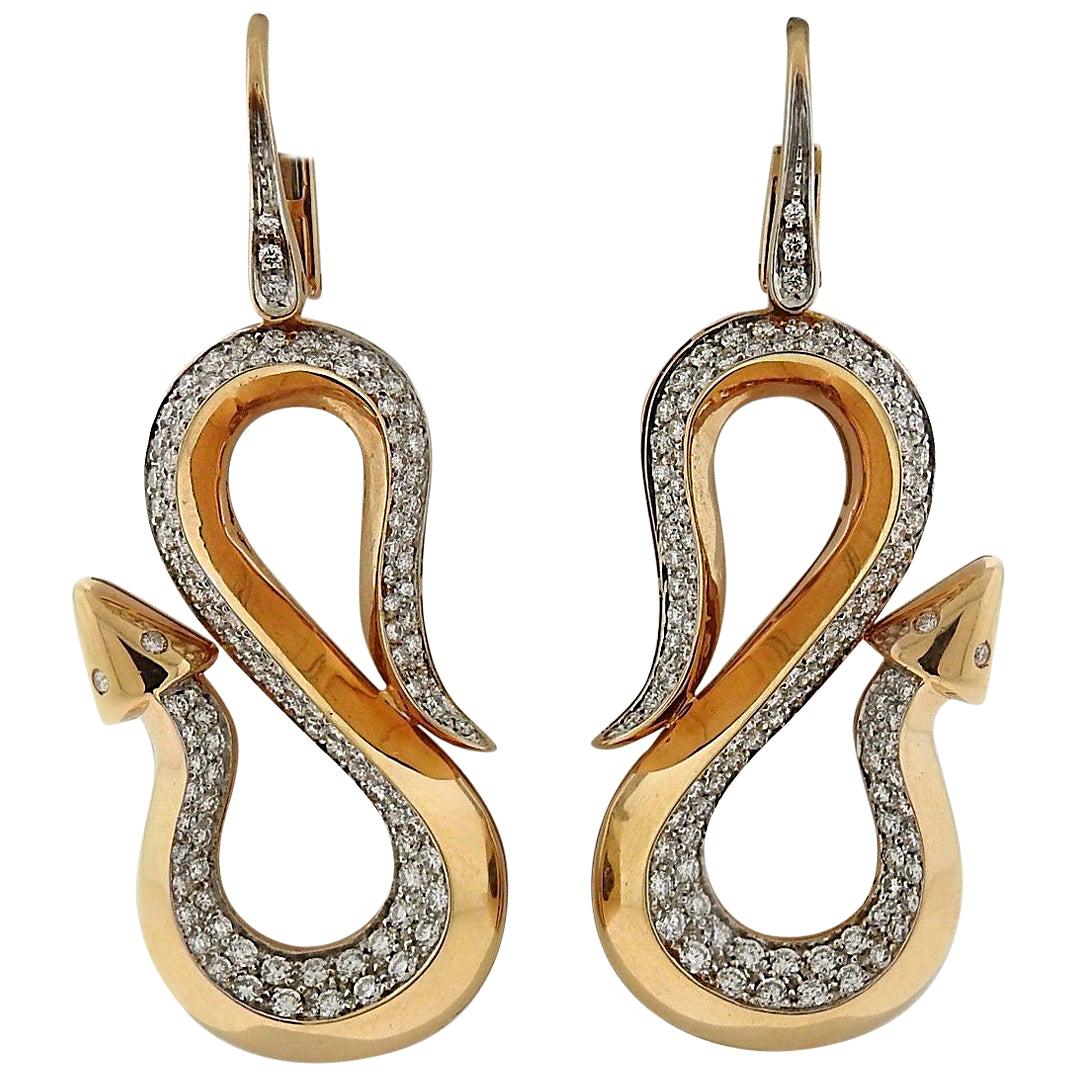 G. Bulgari Enigma Diamond Gold Snake Arrow Earrings