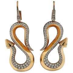 G. Bulgari Enigma Diamond Gold Snake Arrow Earrings