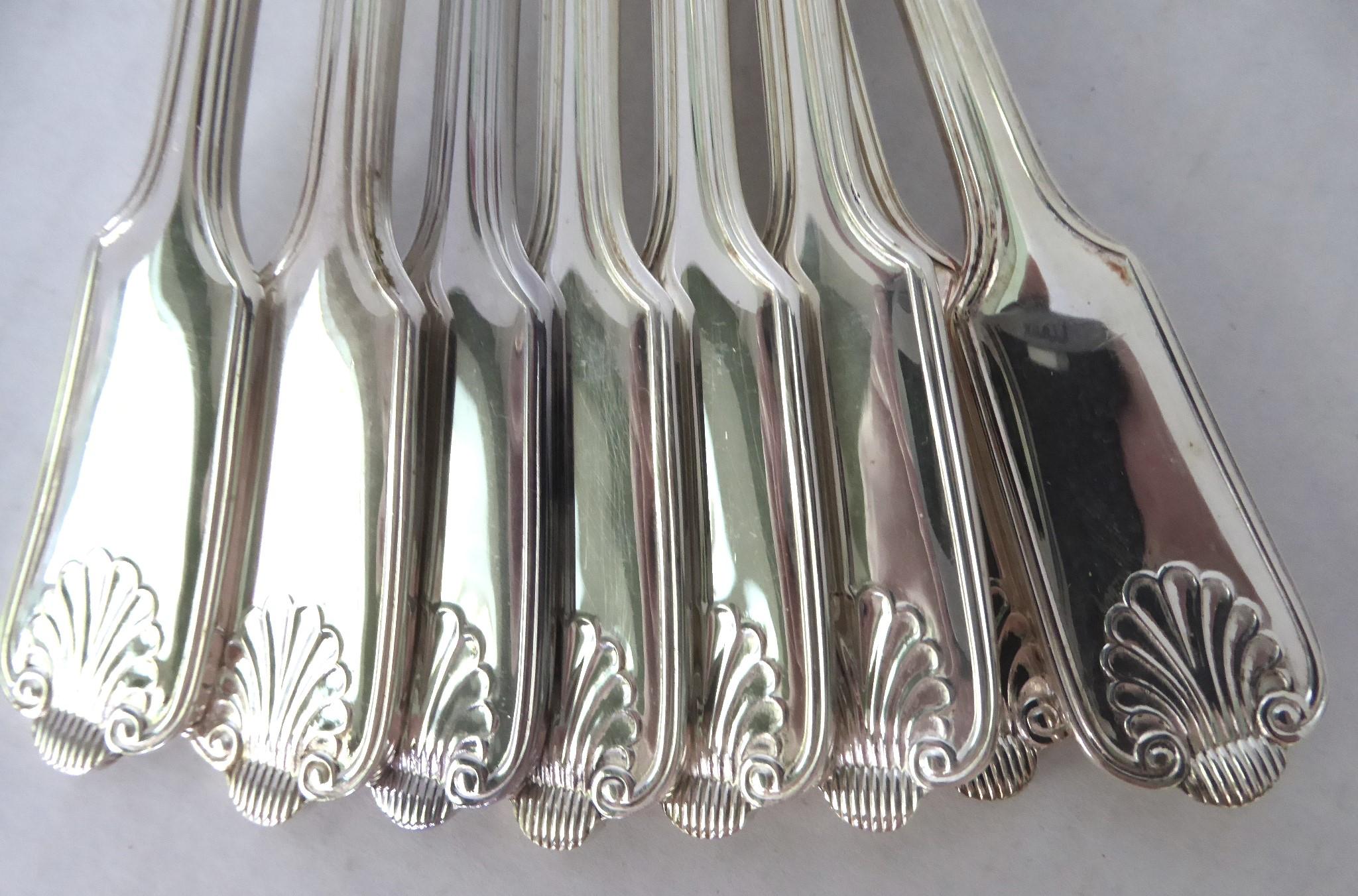George III G. Butler of Sheffield Cavendish Fiddle Thread & Shell Silverware 50 pcs British