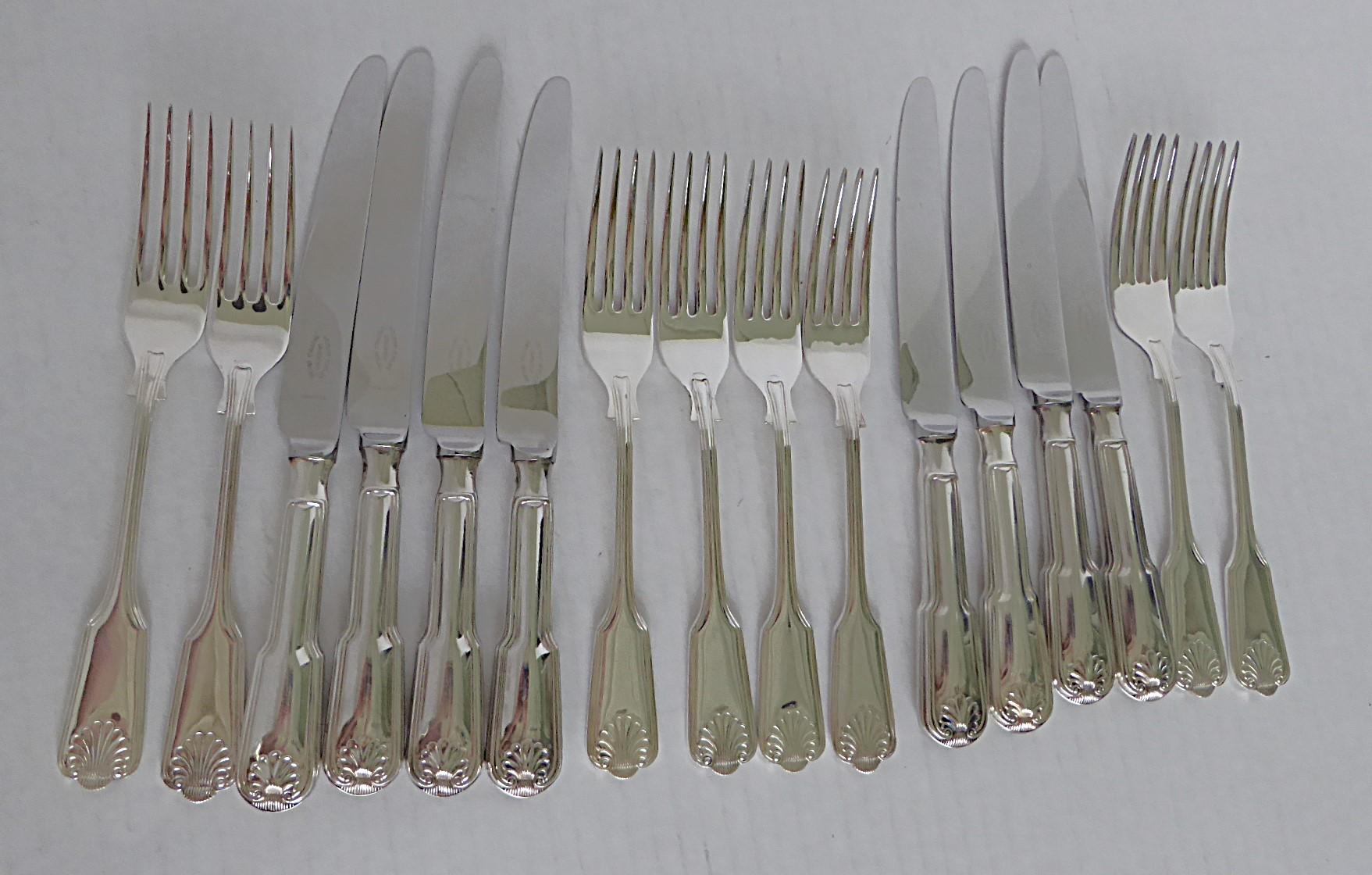 G. Butler of Sheffield Cavendish Fiddle Thread & Shell Silverware 50 pcs British 1